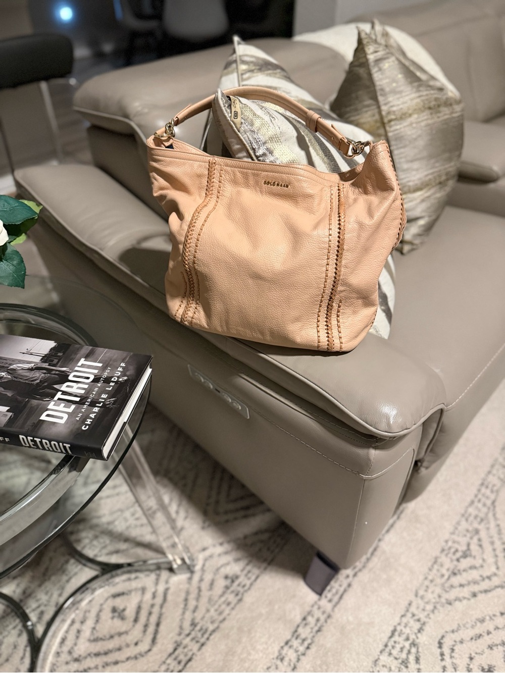 Cole Haan Peach Leather Shoulder Bag